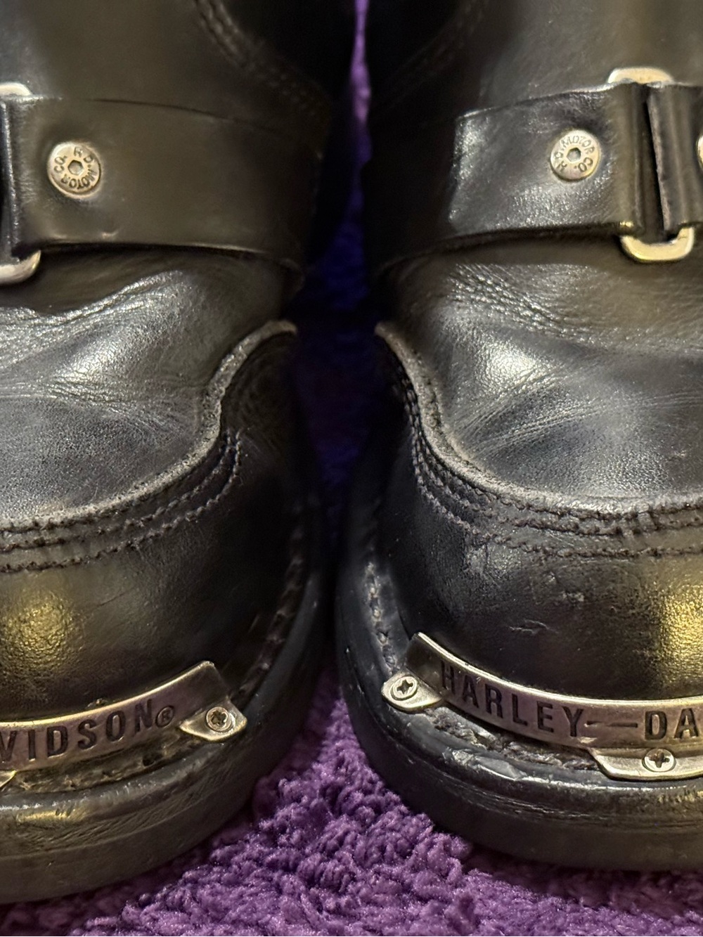 Harley-Davidson Black Leather Engineer Boots with Buckle Straps - Picture 6 of 7